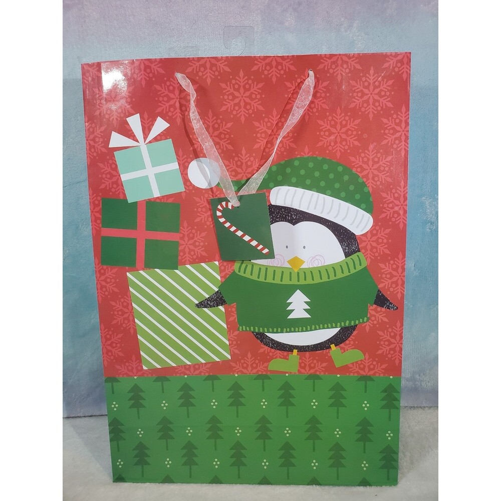 Penguin Beanie Hat and Sweater Christmas Holidays Voila Gift Bag 17"